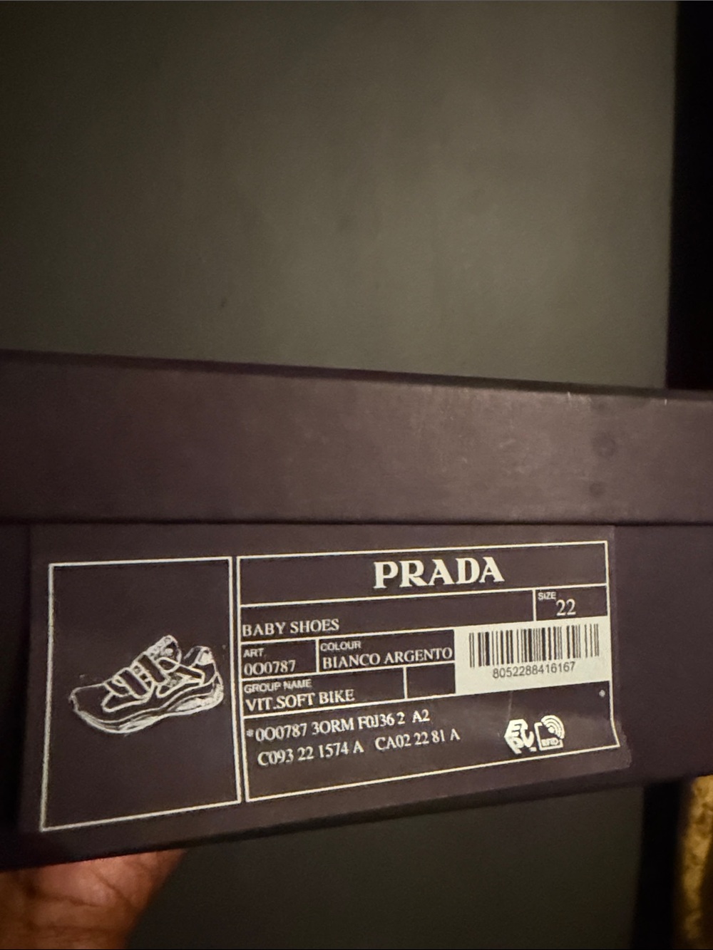 Prada BABY Sneakers Bianco Argento